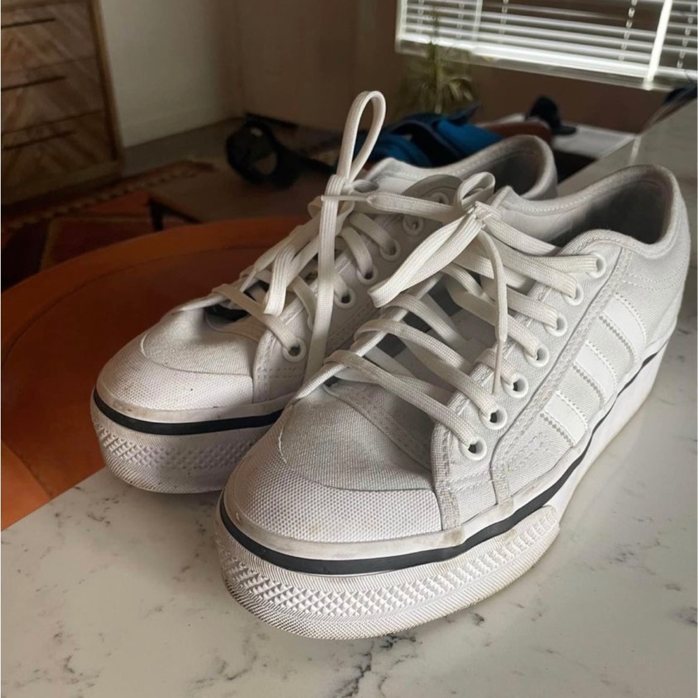 Womens Adidas Nizza Platform White Shoes